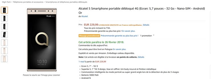 Alcatel 5 w sklepie Amazon Alcatel 5 w sklepie Amazon