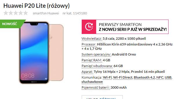 Przedsprzedażowa oferta na modele Huawei P20 Lite Przedsprzedażowa oferta na modele Huawei P20 Lite