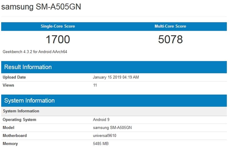 Samsung Galaxy A50 w Geekbench Samsung Galaxy A50 w Geekbench
