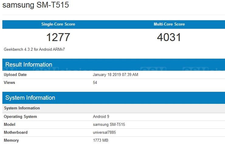 Samsung SM-T515 w Geekbench Samsung SM-T515 w Geekbench