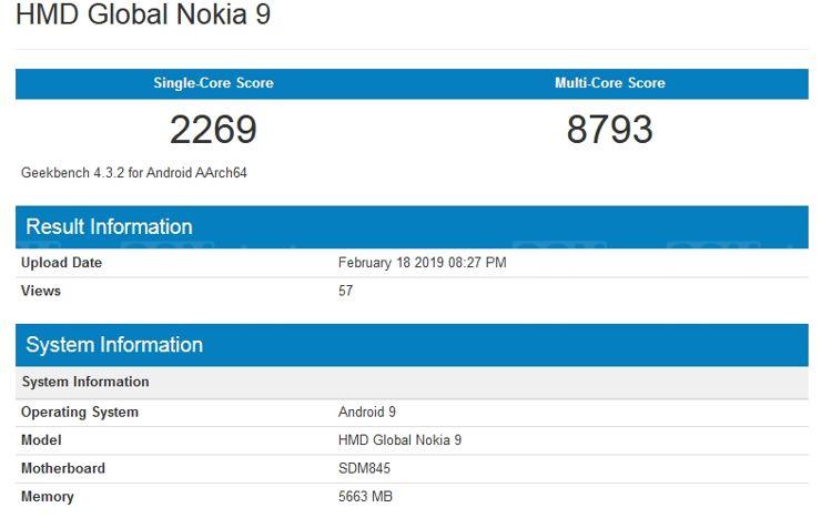 Nokia 9 w Geekbench Nokia 9 w Geekbench