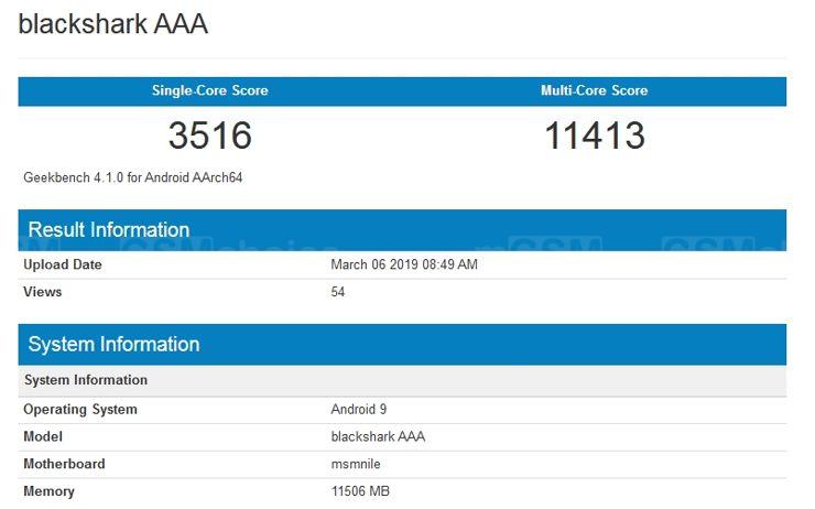 Nadchodzi kolejny Black Shark - na razie pokazał się w Geekbench