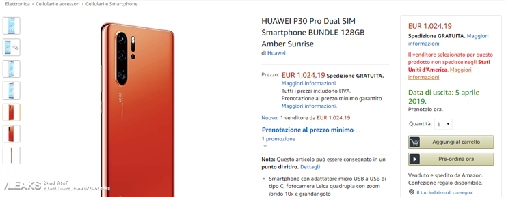 Huawei P30 Pro w Amazonie za jedyne 1024 euro Huawei P30 Pro w Amazonie za jedyne 1024 euro