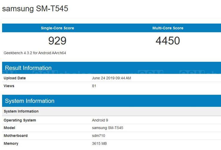 Samsung SM-T545 w Geekbench Samsung SM-T545 w Geekbench