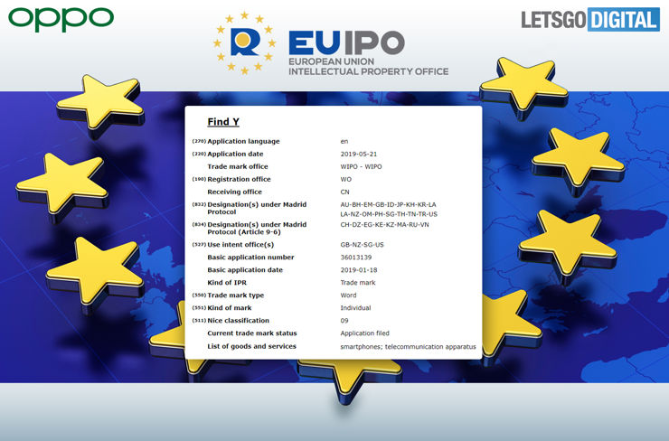 Oppo Find Y - oficjalnie zarejestrowany znak handlowy