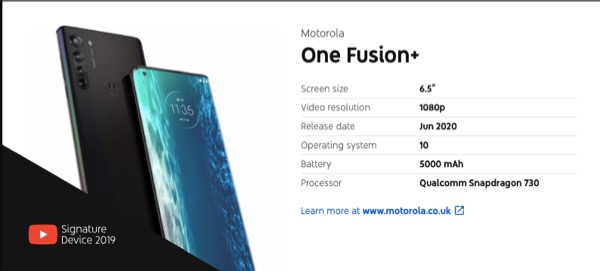 Motorola One Fusion Plus Motorola One Fusion Plus