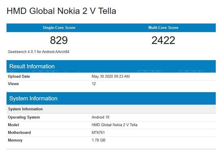 Nokia 2V Tella w Geekbench Nokia 2V Tella w Geekbench