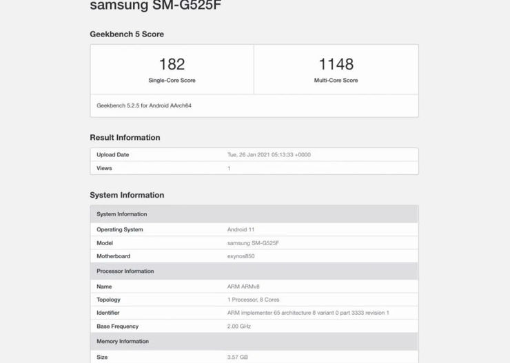 Samsung Galaxy XCover 5 w Geekbench Samsung Galaxy XCover 5 w Geekbench