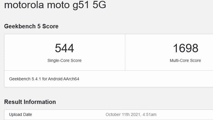 Motorola Moto G51 5G z niespodzianką w benchmarku