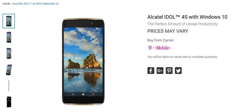 Alcatel Idol 4S z Windows już oficjalnie
