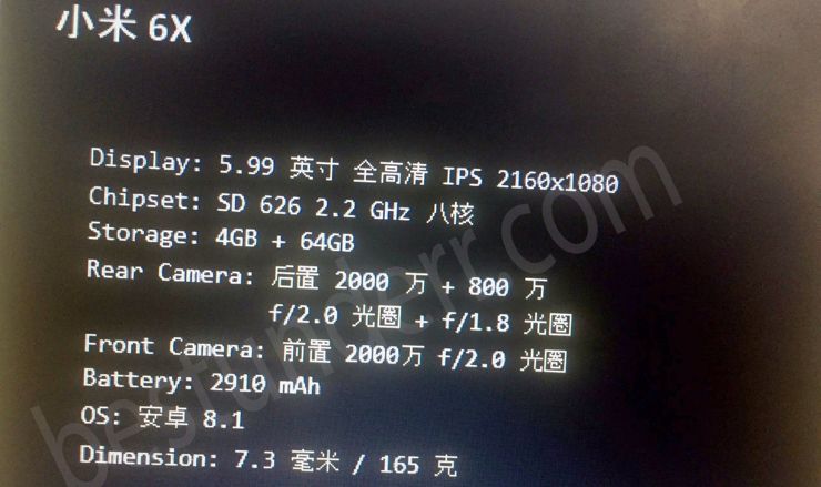 Xiaomi Mi 6X już na horyzoncie