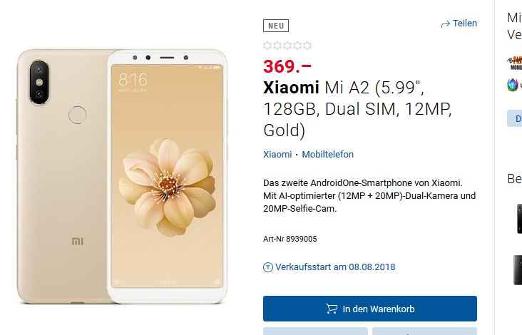 Xiaomi Mi A2 w szwajcarskim sklepie Xiaomi Mi A2 w szwajcarskim sklepie