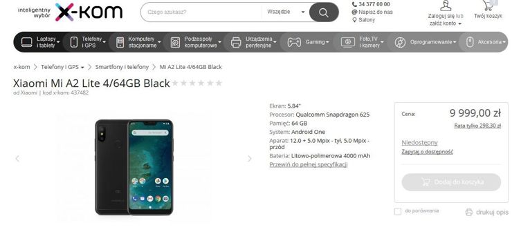 Xiaomi Mi A2 Lite w sklepie X-Kom Xiaomi Mi A2 Lite w sklepie X-Kom