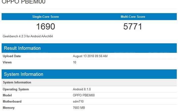 Oppo R17 Pro w Geekbench Oppo R17 Pro w Geekbench