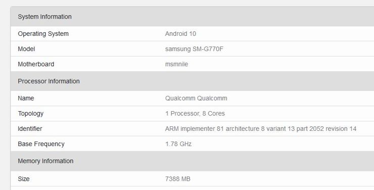 s10 lite geekbench