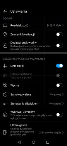Huawei Nova 5T - interfejs aparatu fotograficznego