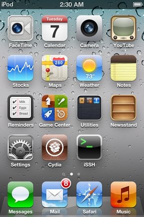 Cydia na wyświetlaczu