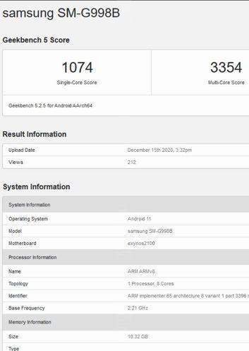 Samsung Galaxy A52 4G i Galaxy S21 Ultra w Geekbench