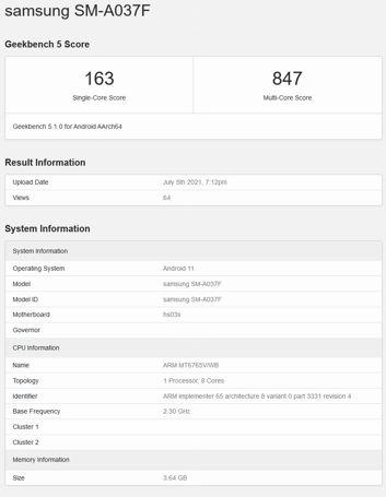 Samsung Galaxy A03s i Realme X9 Pro w Geekbench