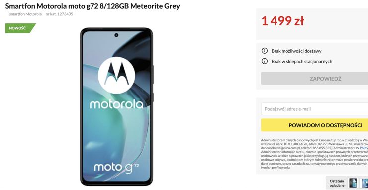 Motorola Moto G72 w Euro RTV AGD