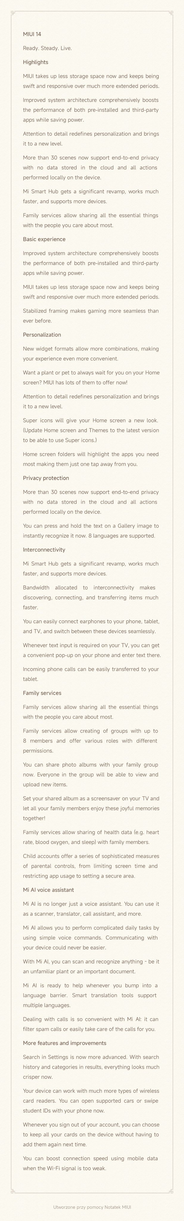 Changelog MIUI 14