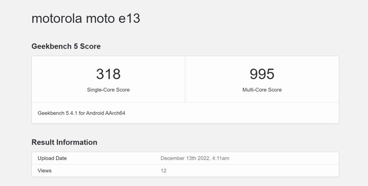 Motorola Moto E13 w benchmarku Motorola Moto E13 w benchmarku