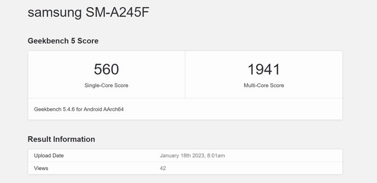Benchmarkowy wynik Samsung Galaxy A24