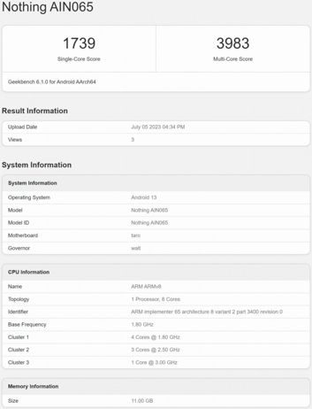 Nothing Phone (2) w Geekbench Nothing Phone (2) w Geekbench