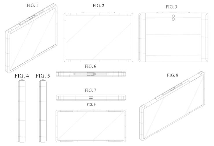Rozsuwany tablet Samsunga (patent D1052579)