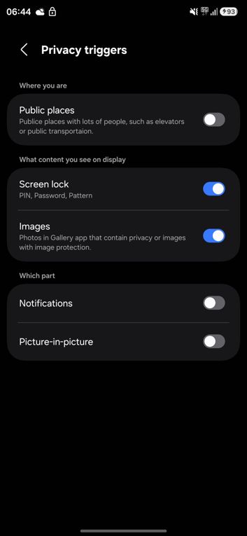Interfejs funkcji Privacy Display