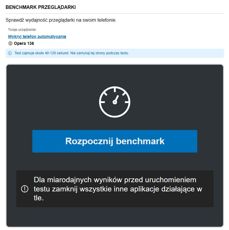 Interfejs przeprowadzania testu benchmarku