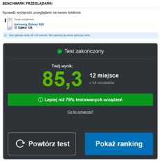 Interfejs przeprowadzania testu benchmarku