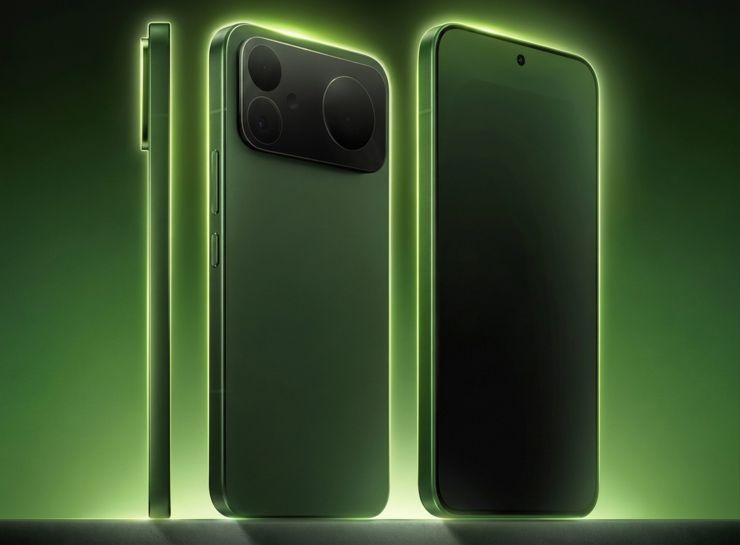 Redmi K100 pozuje w zieleni