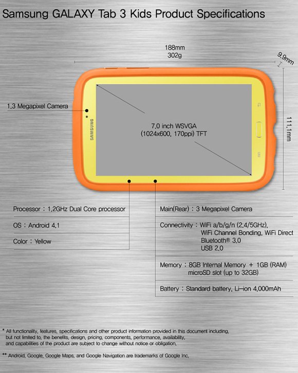 Samsung GALAXY Tab 3 Kids - specyfikacja