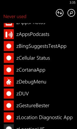 Windows Phone 8 Blue - zrzut ekranu aplikacja zCortanaApp