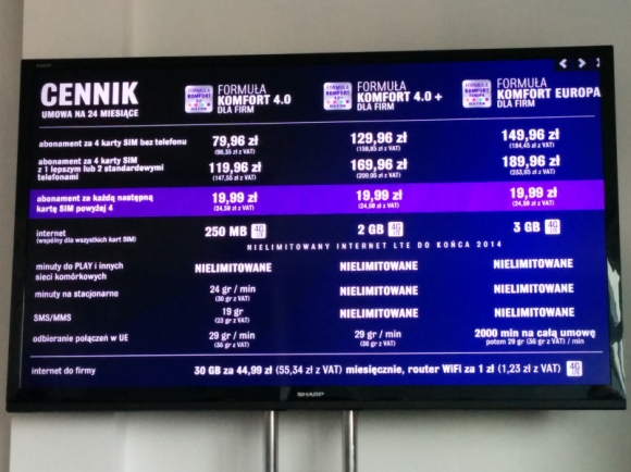 Ceny oferty Formuła Komfort dla firm