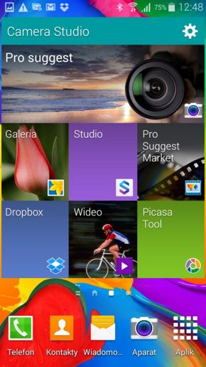 Widżet aparatu i menu Widżet aparatu i menu