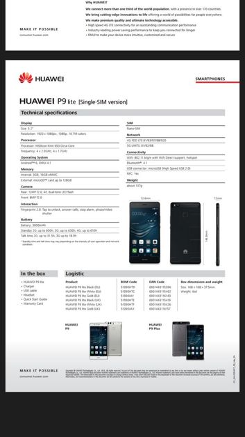 Dokument opisujący Huawei P9 Lite Dokument opisujący Huawei P9 Lite