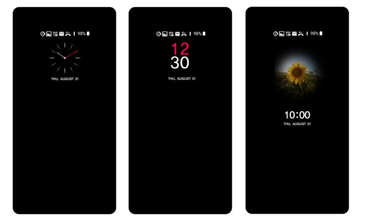 Opcje Always-on Display w interfejsie LG V30
