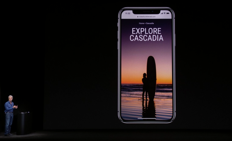 Craig Federighi prezentuje możliwości Super Retina Display i rozpoznawania twarzy
