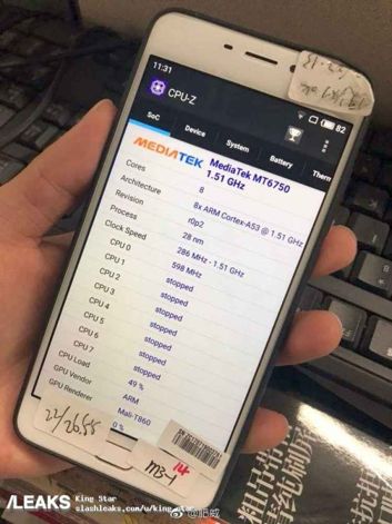 Meizu M6 z CPU-Z na ekranie