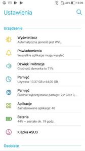 Interfejs Opakowanie Asus ZenFone 4 Interfejs Opakowanie Asus ZenFone 4