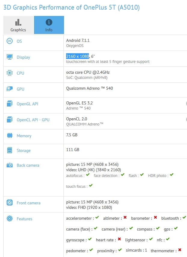 OnePlus 5T w GFXBench OnePlus 5T w GFXBench