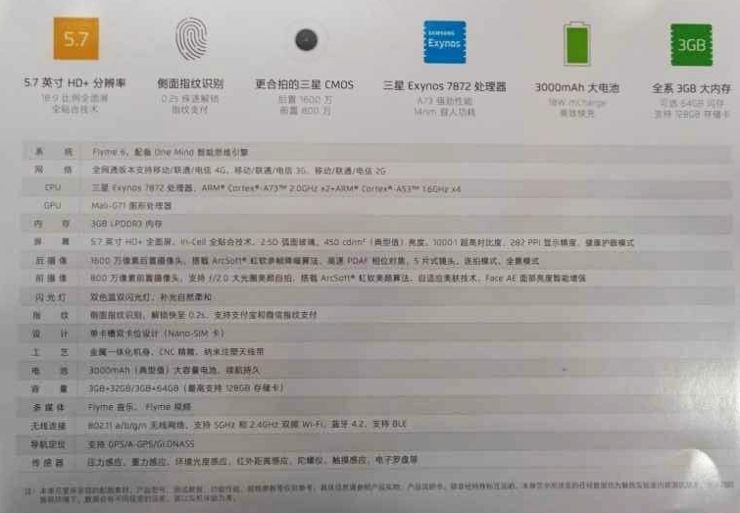 Specyfikacja Meizu M6s