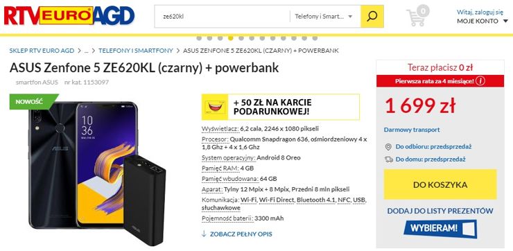 Przedsprzedażowa oferta modelu ASUS Zenfone 5