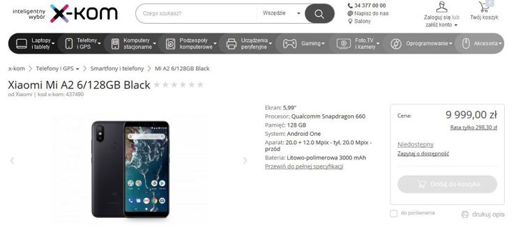 Xiaomi Mi A2 w sklepie X-Kom