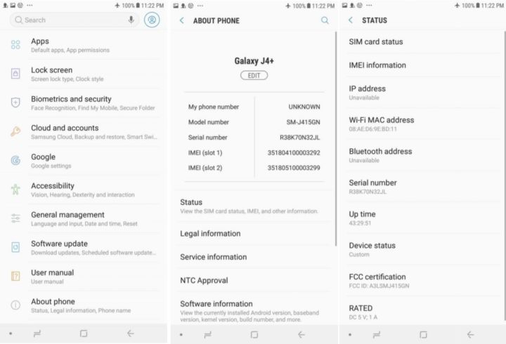 Zrzuty ekranu Galaxy J4+ Zrzuty ekranu Galaxy J4+