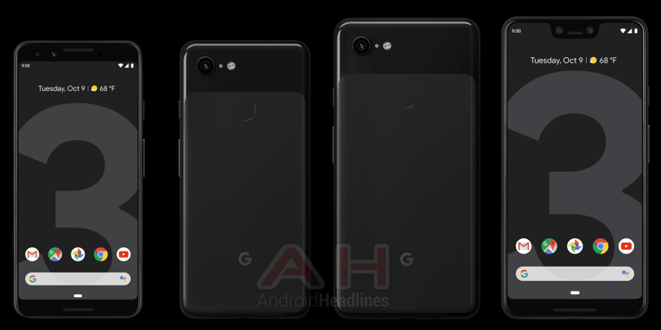 Trzy kolory Google Pixel 3 i 3 XL