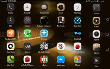 Menu telefonu równie dobrze prezentuje się w poziomie...