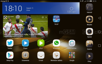 Menu telefonu równie dobrze prezentuje się w poziomie...